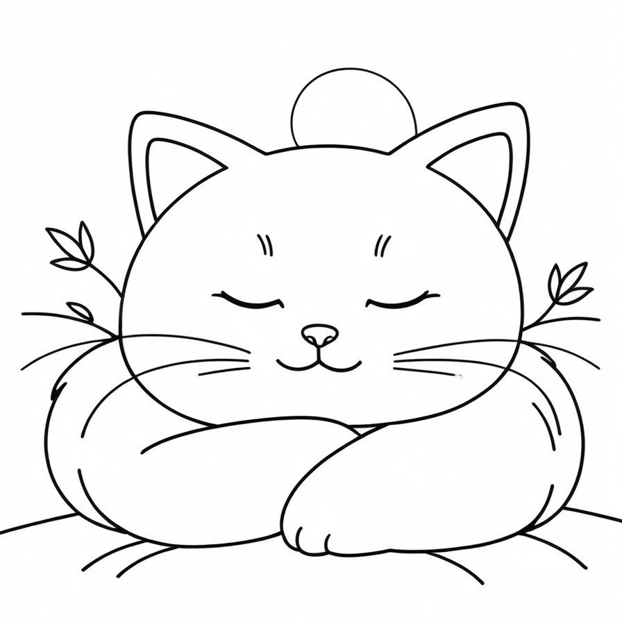 'Catnap Chronicles' brings to life the peaceful moment of a cartoon cat deeply engrossed in sleep. This scene, with its emphasis on simplicity and calm, invites colorists to dive into a world of softness and serenity. The cat, depicted with exaggerated features that highlight its peacefulness, becomes a symbol of relaxation and comfort. This coloring page not only captures the essence of a blissful nap but also provides a space for creativity and imagination, making it an ideal project for those seeking a soothing and enjoyable coloring experience. It's a celebration of the quiet moments that bring joy and tranquility, embodied in the form of a charming, sleeping cat.