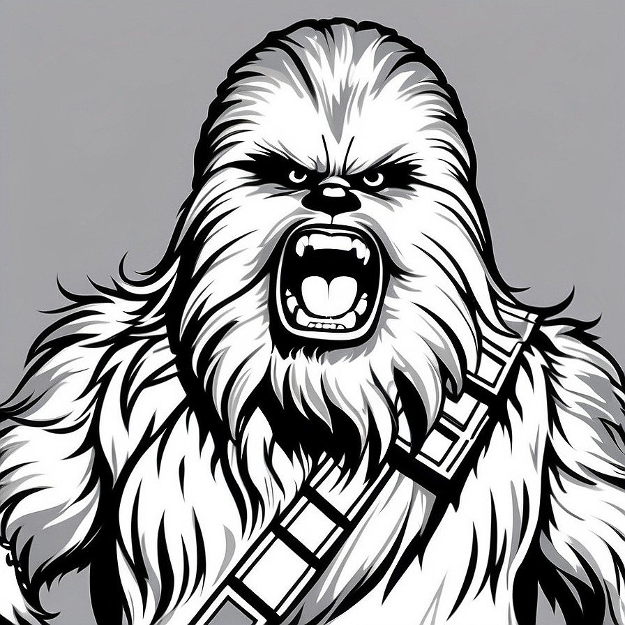 Join the Wookiee warrior with 'Chewbacca's Loyalty,' a raw display of strength and dedication. Fans are invited to delve into the heart of the Rebel Alliance through their art.