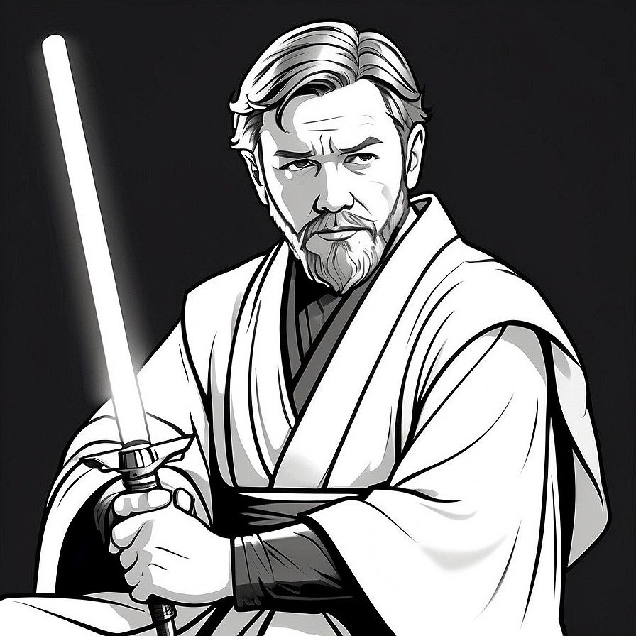 Experience the sage wisdom of 'Obi-Wan Kenobi's Guidance,' capturing the essence of mentorship and serenity. This piece invites fans to reflect on the teachings of one of the greatest Jedi masters.