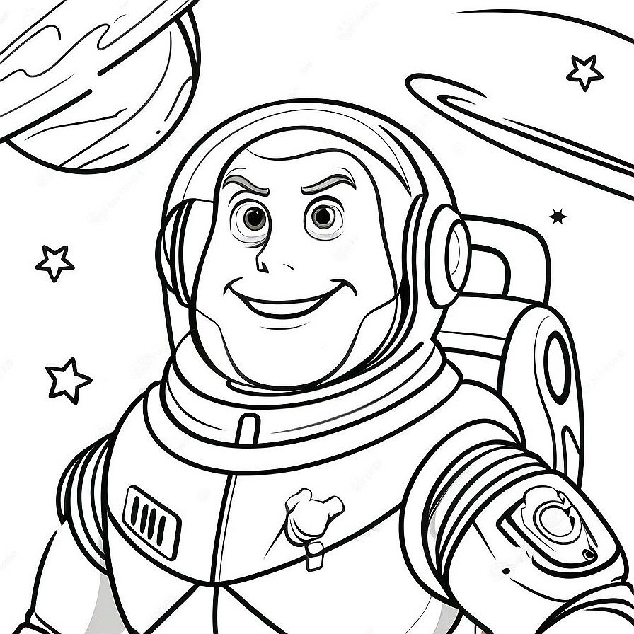 'Buzz Lightyear's Space Adventure' showcases the space ranger's courageous spirit and readiness to explore the unknown, inviting colorists to journey through the galaxy with him.