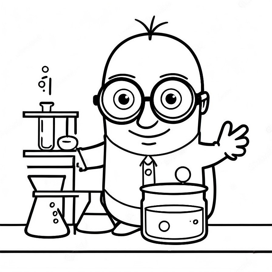 'Mark's Science Experiment' captures the intellectual curiosity and focus of the Minions, inviting colorists to explore the theme of scientific discovery.