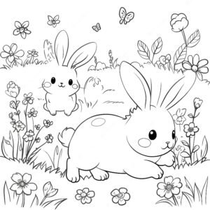 Rabbits In The Meadow