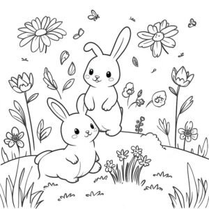 Rabbits In The Meadow