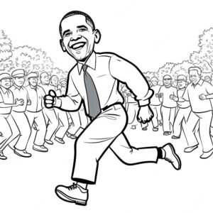 Cartoon Barack Obama Running