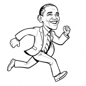Cartoon Barack Obama Running