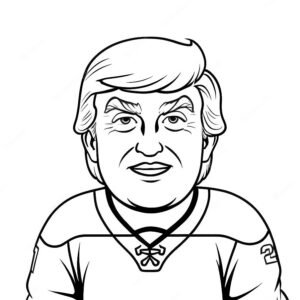 Cartoon Donald Trump As Hockey Player