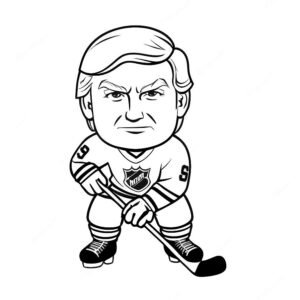 Cartoon Donald Trump As Hockey Player
