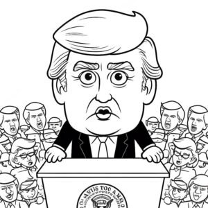 Cartoon Donald Trump Holding A Speech