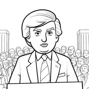 Cartoon Donald Trump Holding A Speech