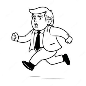 Cartoon Donald Trump Running