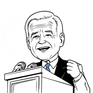 Cartoon Joe Biden Holding A Speach