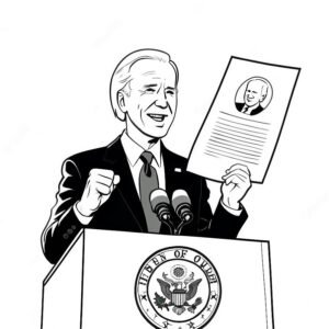 Cartoon Joe Biden Holding A Speach