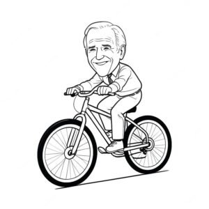 Cartoon Joe Biden Riding A Bike