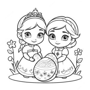 Elsa And Anna With Easter Eggs