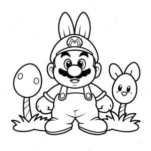 Cute Little Easter Super Mario With Easter Bunny