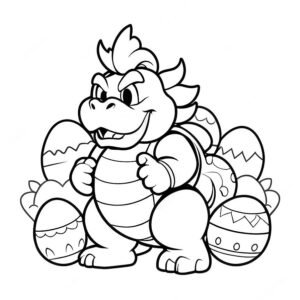 Easter Bowser Stands With Easter Eggs