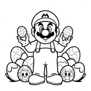 Easter Super Mario Stands With Easter Eggs
