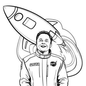 Elon Muskat NASA With A Rocket