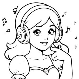‘Princess Peach Listening To Music’