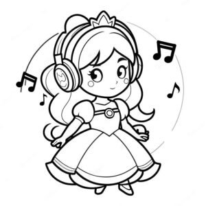 ‘Princess Peach Listening To Music’