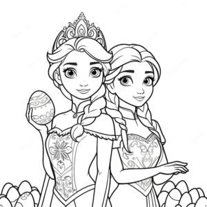 Elsa And Anna With Easter Eggs