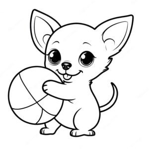Cute Happy Chihuahua Puppy Playing With A Ball