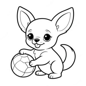 Cute Happy Chihuahua Puppy Playing With A Ball