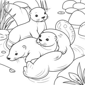 Playful Otters In The River