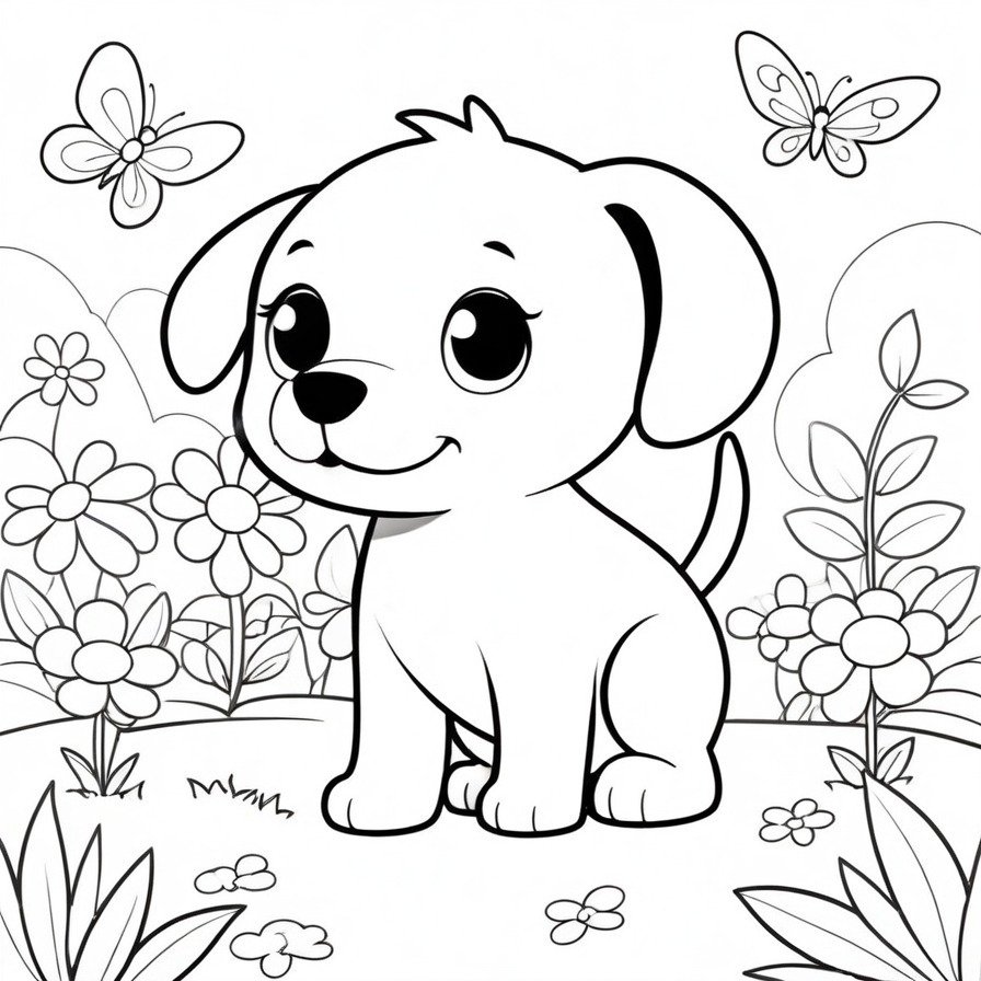 'Puppy's First Adventure' takes us on a delightful journey through the eyes of a curious puppy exploring a garden for the first time. Its wide-eyed wonder and the simplicity of its discoveries invite colorists into a world where every leaf and butterfly holds a story. This coloring page is designed to inspire creativity and a sense of adventure, making it an ideal canvas for those who love animals and nature. By focusing on the puppy's exploration and minimizing the garden details, this scene encourages a playful and imaginative coloring experience, suitable for colorists of all ages looking to bring their own vision of a puppy's adventure to life.