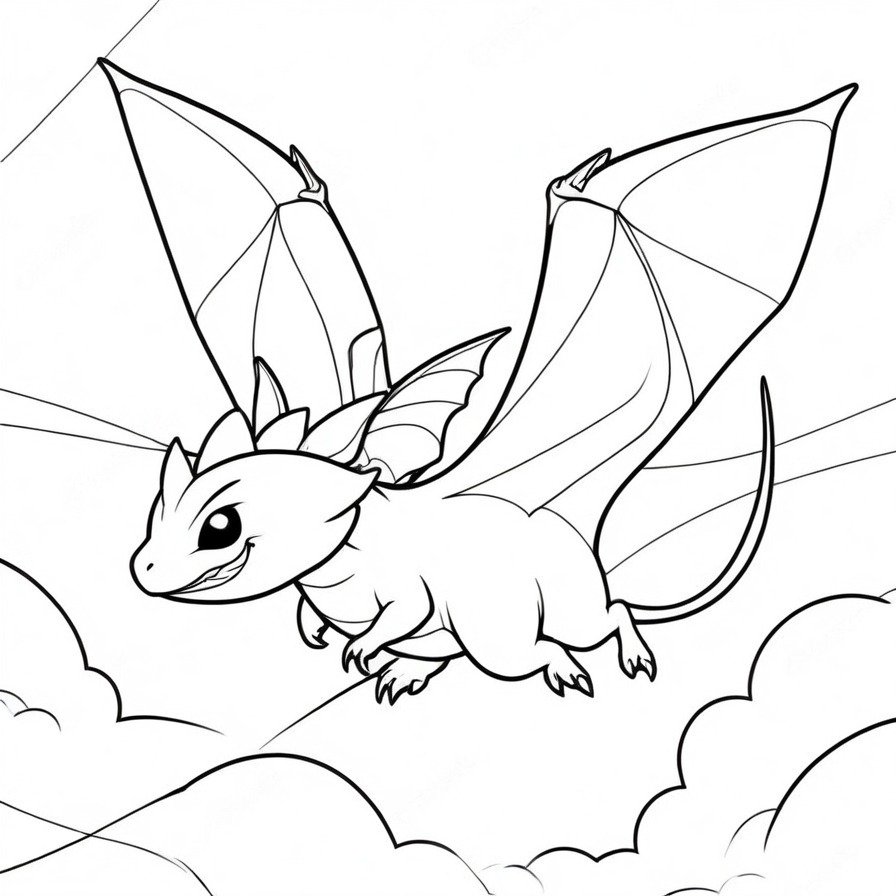 Take to the skies with 'Aerodactyl's Prehistoric Flight,' a dramatic scene showcasing the might and majesty of this ancient flying Pokémon. This coloring page is perfect for fans who appreciate the awe-inspiring presence of prehistoric creatures, offering a dynamic and thrilling coloring challenge.