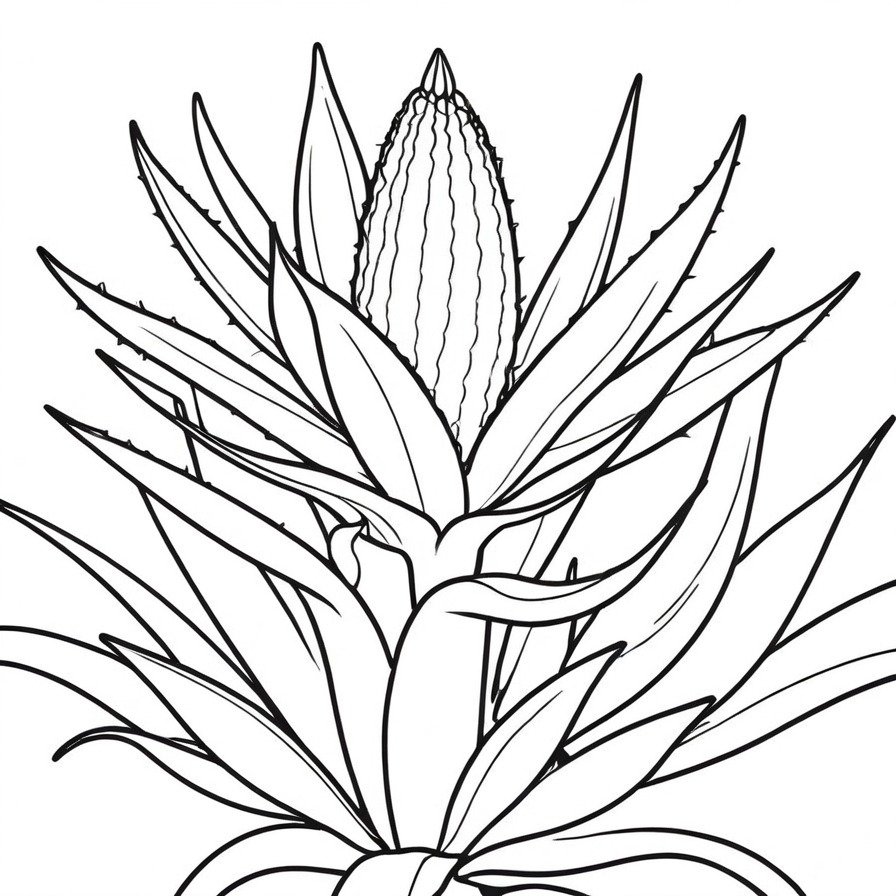 Engage with 'Azure Aloe Vera,' a coloring page that celebrates the strength and healing essence of the aloe vera plant, perfect for those who value the resilience and therapeutic qualities of natural remedies.