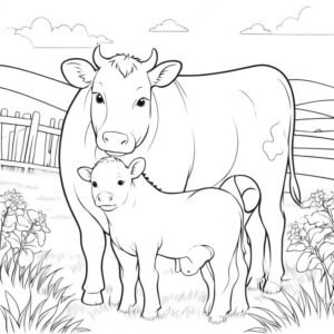 Calf And Mother Cow Bonding