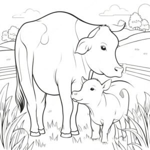 Calf And Mother Cow Bonding