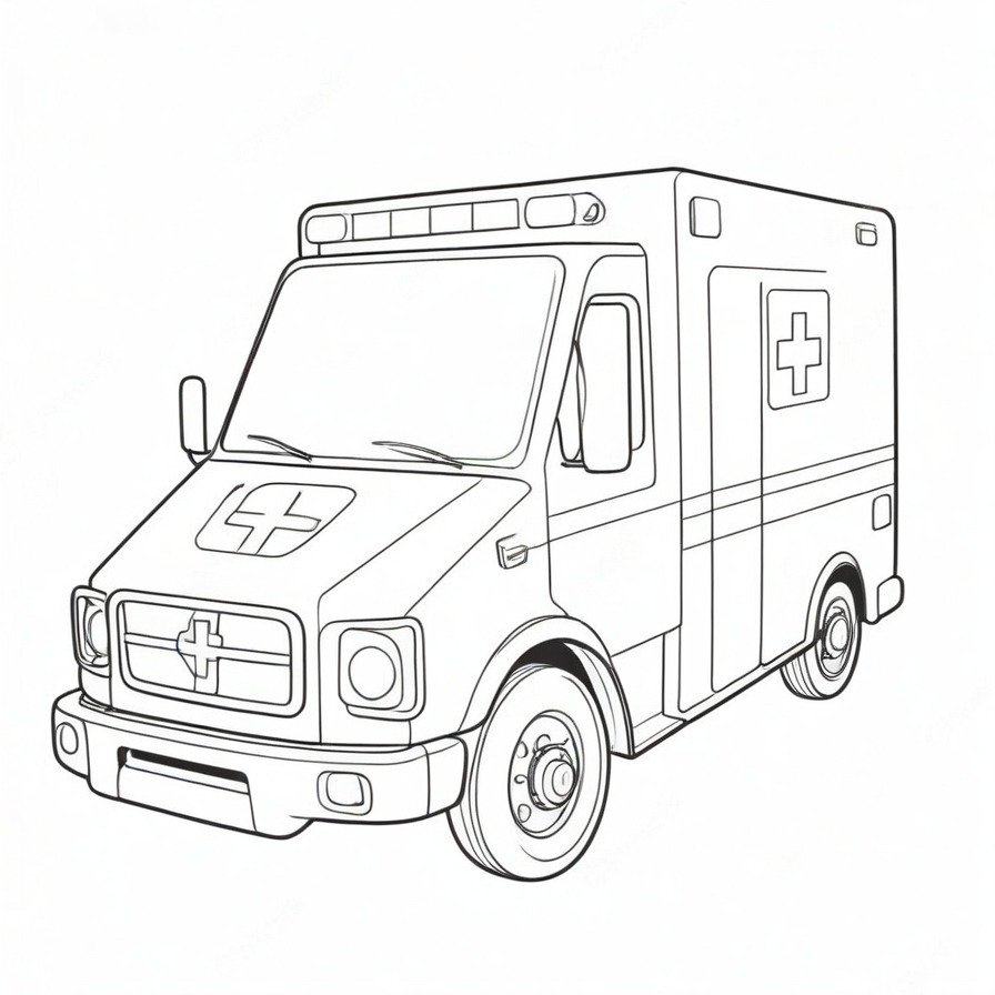 Join the rescue with 'City Ambulance in Action,' a coloring page depicting the vital role of ambulances in emergency response, honoring the fast-paced work of first responders.