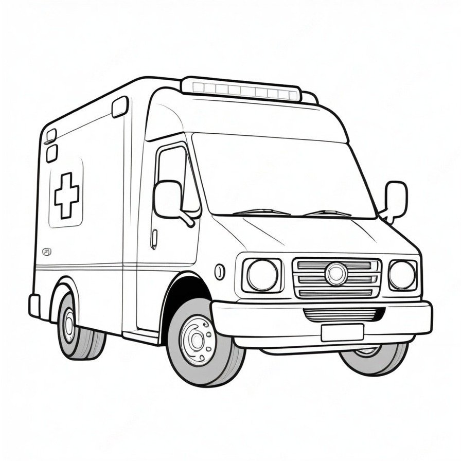 Join the rescue with 'City Ambulance in Action,' a coloring page depicting the vital role of ambulances in emergency response, honoring the fast-paced work of first responders.