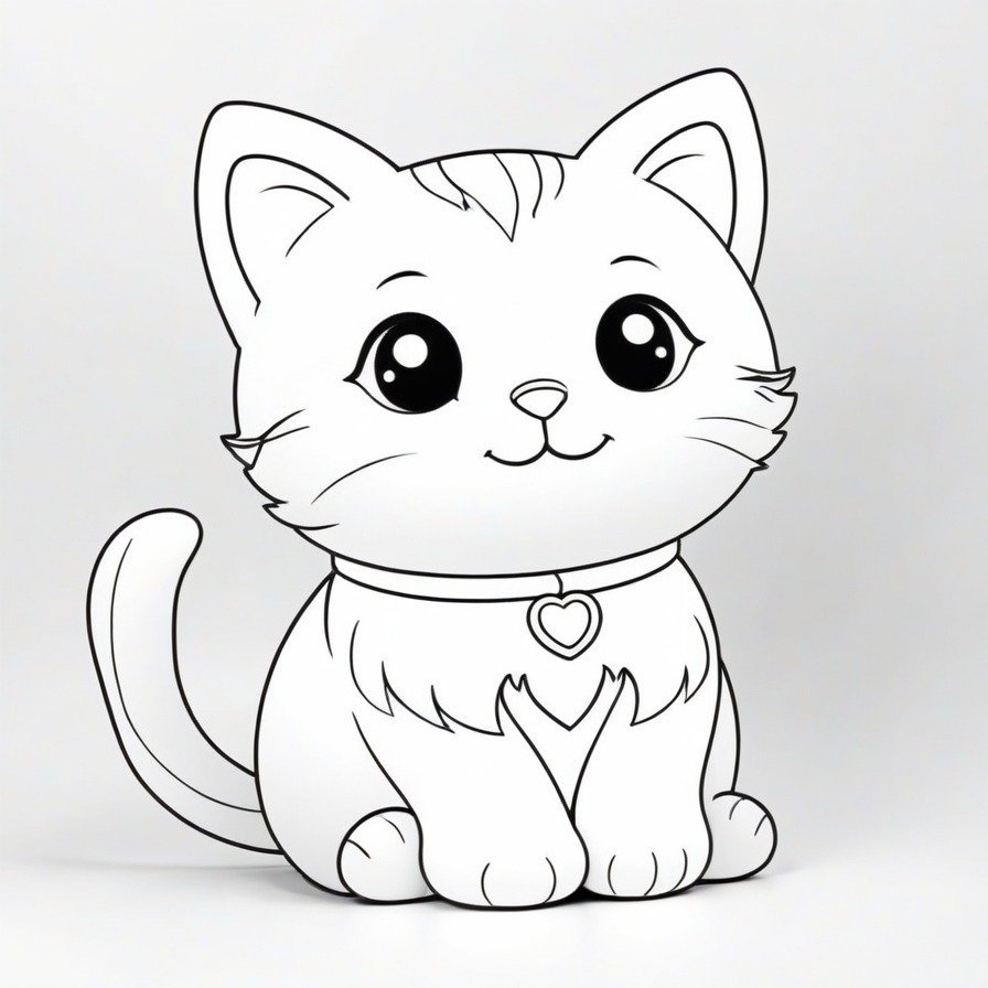 'Cuddly Kitten Plush' captures the heartwarming charm of a soft toy, inviting colorists to add depth and fluffiness to the plush kitten, making it come alive on the page.