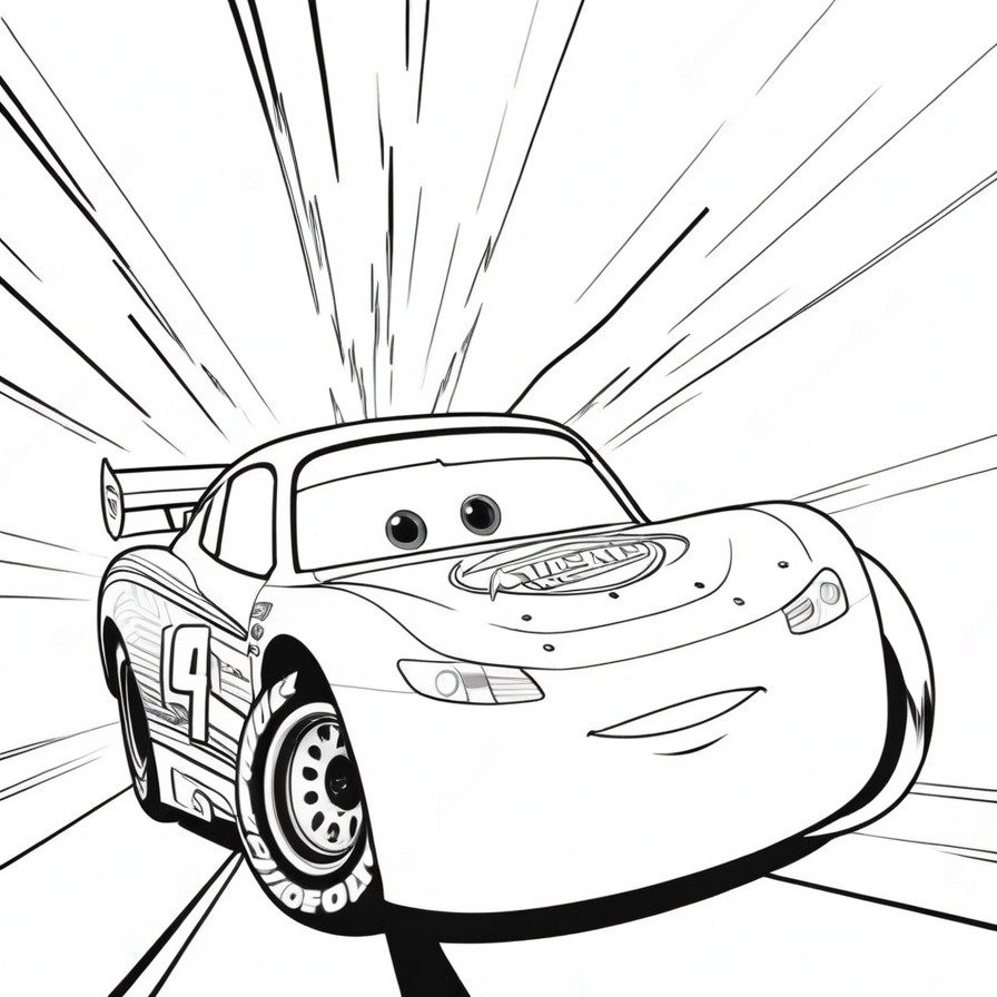 'Disney Cars' Lightning Race' is a high-octane coloring page that brings the thrill of the race to your fingertips, ready to be colored with speed and precision.