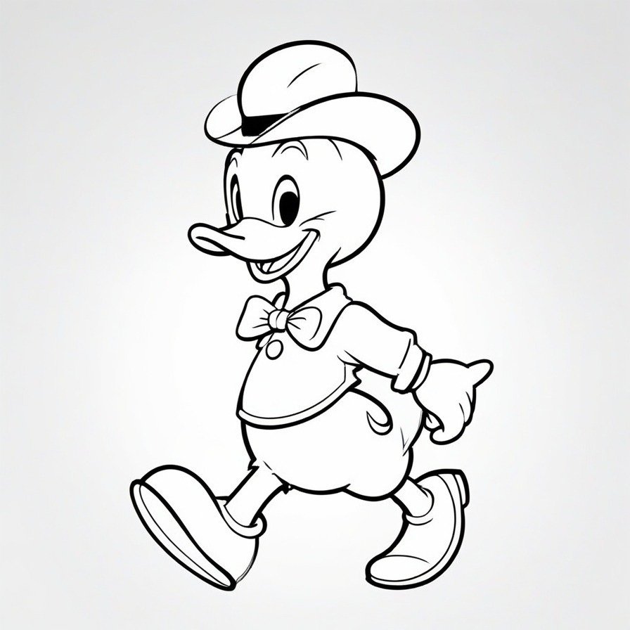 'Donald Duck's Quacky Day' offers a chance to color in Donald's many expressions, from joy to exasperation, all part of his enduring charm.