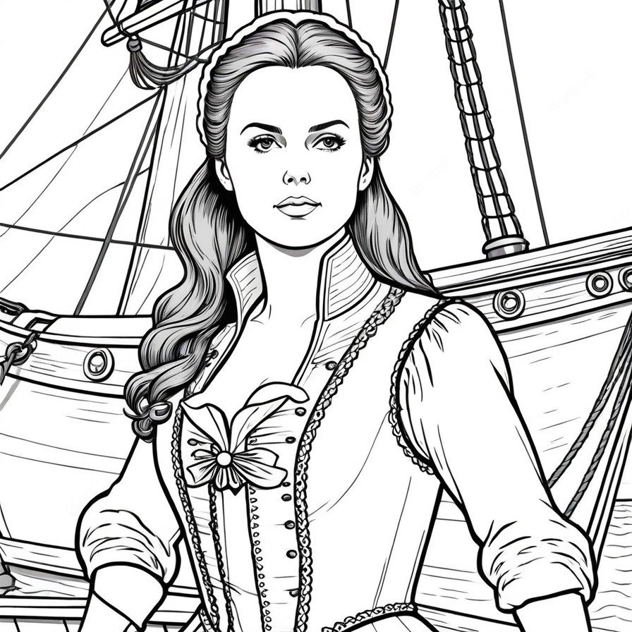 Lead the charge with 'Elizabeth Swann's Leadership,' a scene showcasing her strength and command at sea. Ideal for fans who admire Elizabeth's growth into a powerful leader, this coloring page provides a dynamic and inspiring coloring challenge.