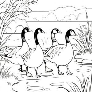 Geese Wandering By The Pond