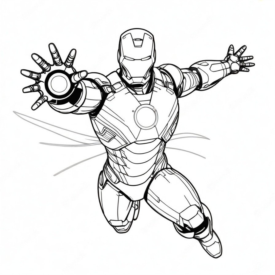 'Iron Man's Tech Triumph' is a thrilling coloring page that brings superhero action to life, showcasing the ingenuity and power of Tony Stark's creation.