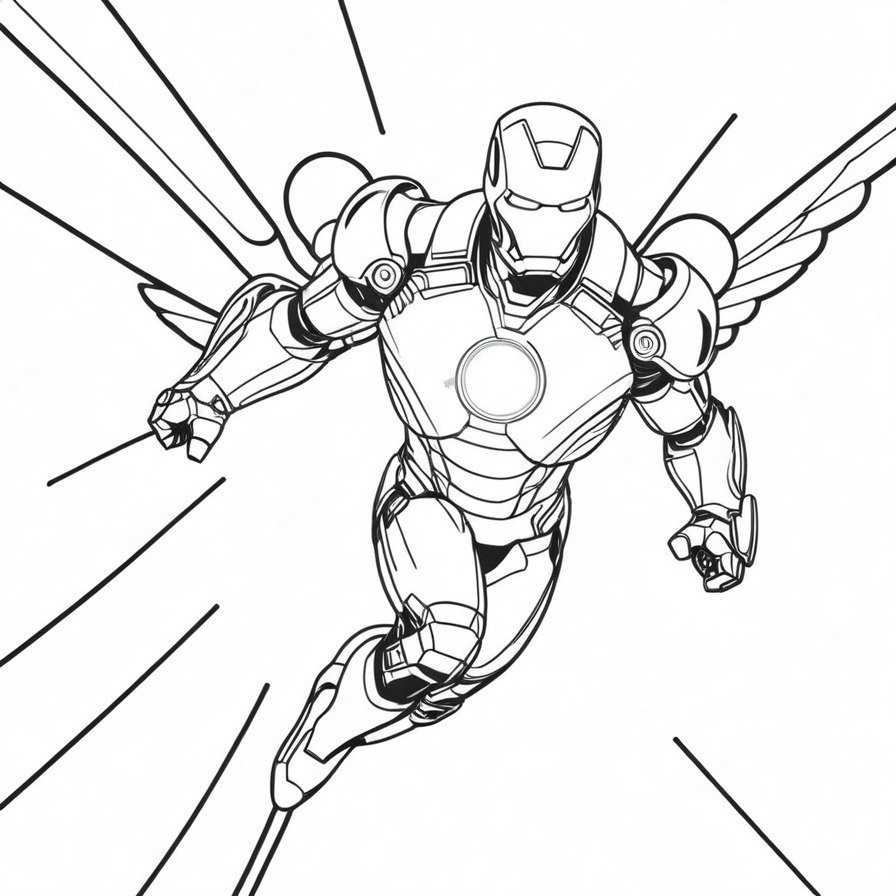 'Iron Man's Tech Triumph' is a thrilling coloring page that brings superhero action to life, showcasing the ingenuity and power of Tony Stark's creation.