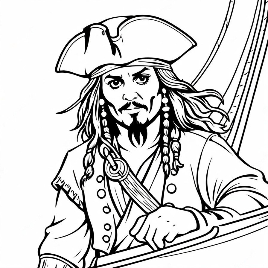 Set sail with 'Jack Sparrow's Pirate Adventure,' a majestic portrayal of Jack, the legendary warrior Pokémon. This coloring page is perfect for fans who admire the valor and grace of this sword-wielding hero, offering a noble and inspiring coloring challenge.