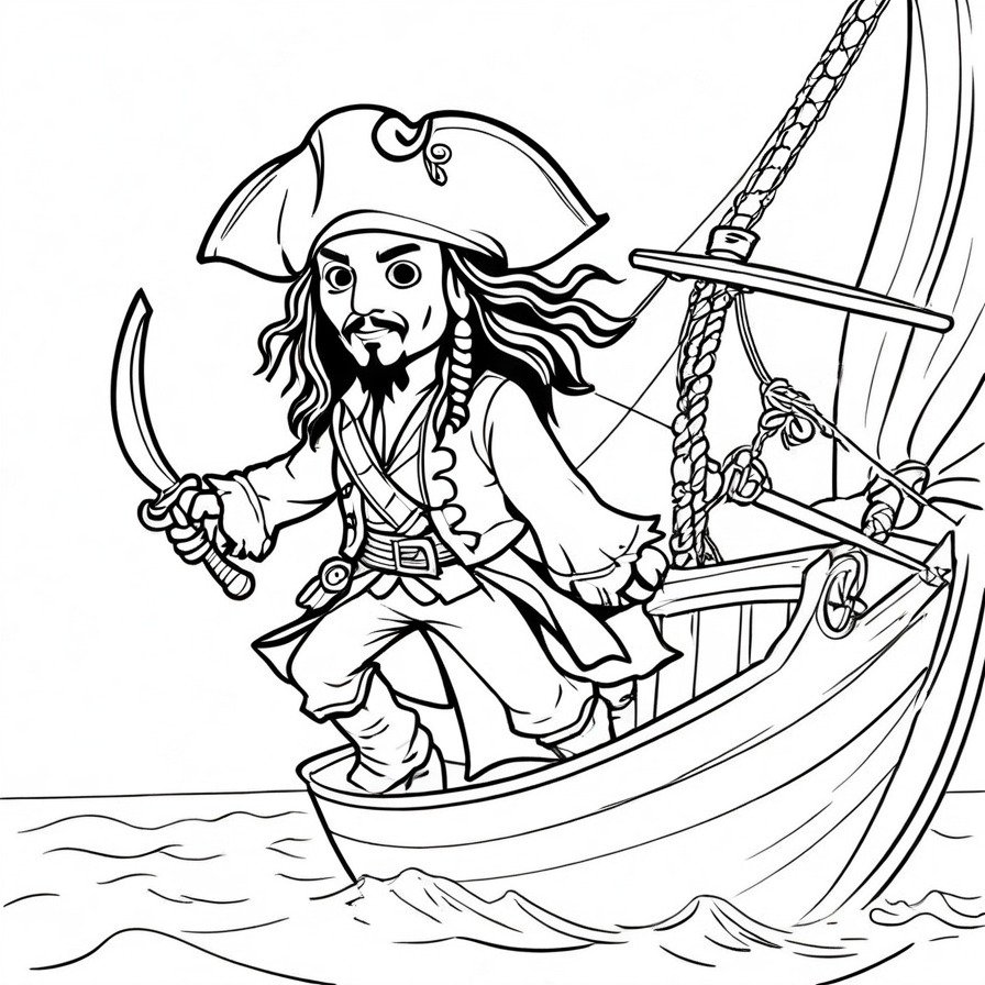 Set sail with 'Jack Sparrow's Pirate Adventure,' a majestic portrayal of Jack, the legendary warrior Pokémon. This coloring page is perfect for fans who admire the valor and grace of this sword-wielding hero, offering a noble and inspiring coloring challenge.