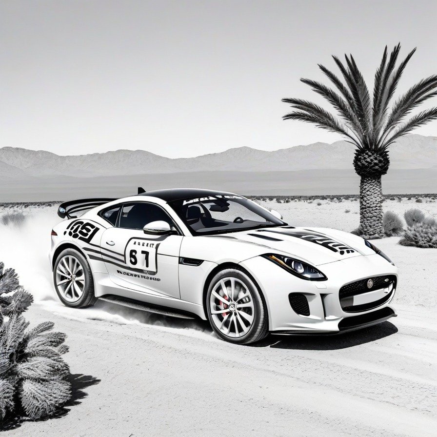 'Jaguar F-Type Rally Edition' depicts the adventurous spirit and capabilities of the Jaguar F-Type tailored for rally sports. This coloring page is perfect for enthusiasts of motorsports and high-performance cars in challenging environments.