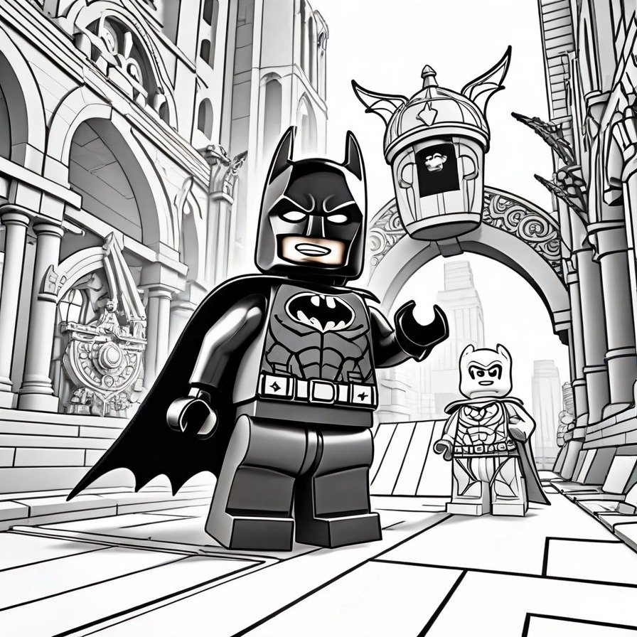 'LEGO City Hero vs Villain' sets the stage for a classic confrontation between good and evil in a LEGO world. The cityscape and dynamic poses of the characters offer a coloring experience filled with tension and excitement.