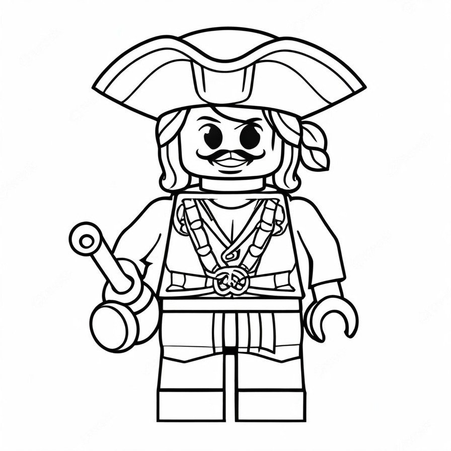 'LEGO Classic Pirate' takes young colorists on an adventure across the seven seas, with a pirate figure that's both iconic and fun to color.