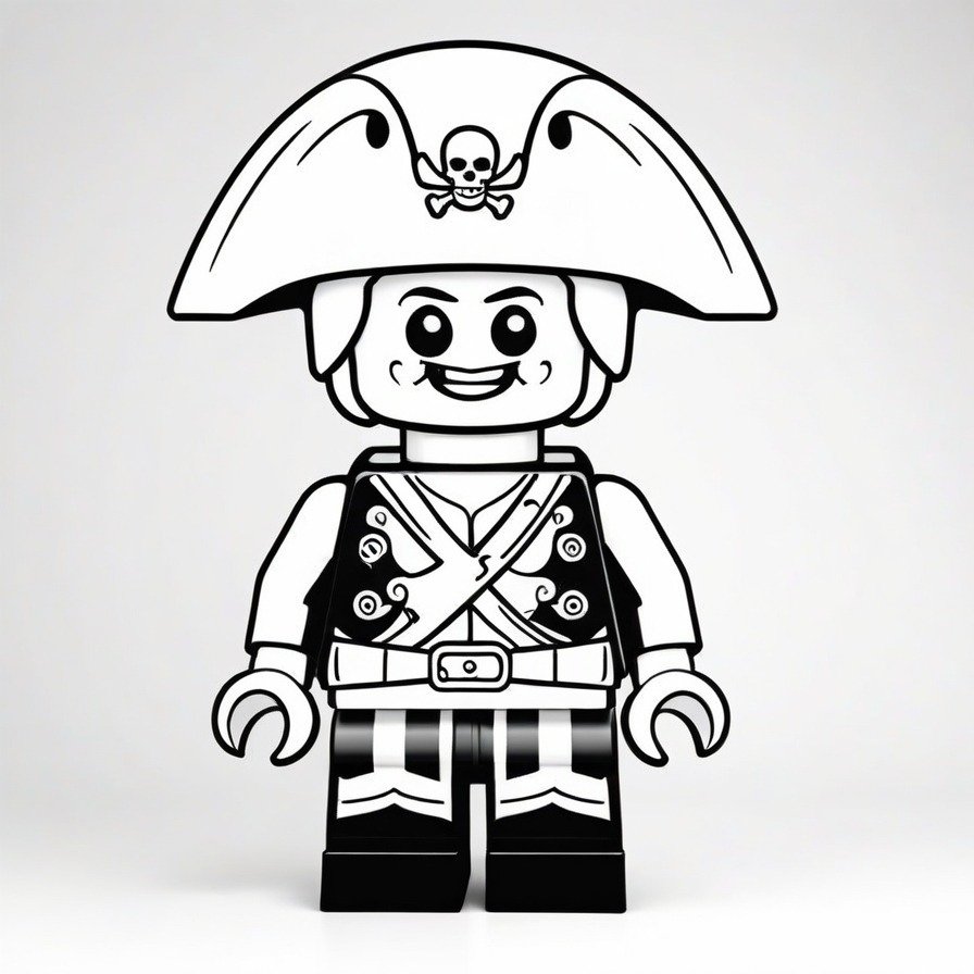 'LEGO Classic Pirate' takes young colorists on an adventure across the seven seas, with a pirate figure that's both iconic and fun to color.