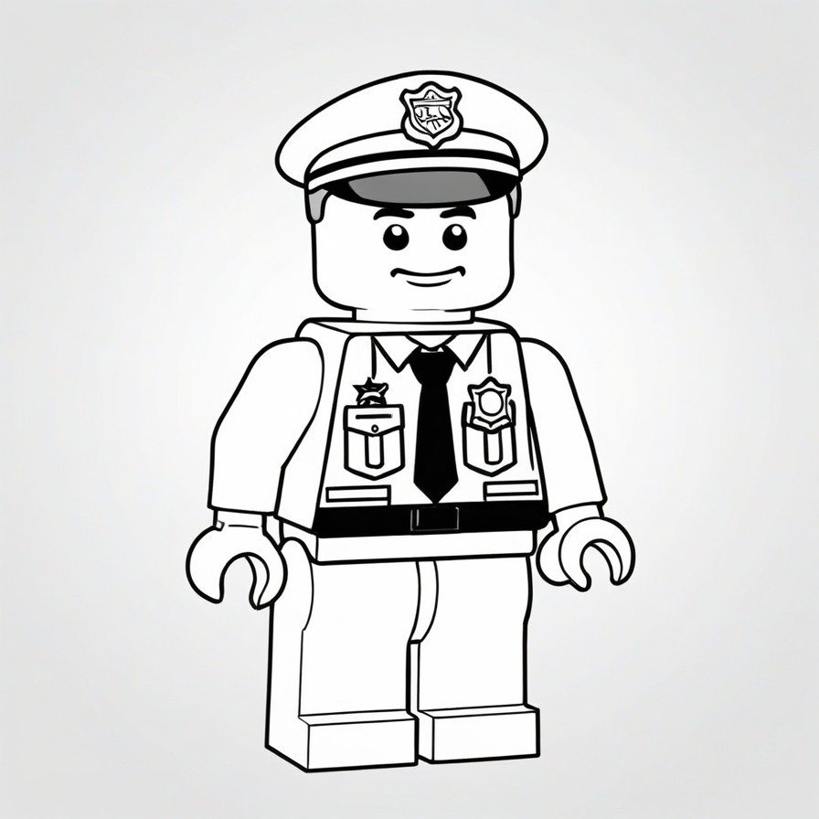 'LEGO Classic Police Officer' captures the daily duty of keeping LEGO city safe. The figure's straightforward design makes it an ideal choice for young colorists and LEGO enthusiasts alike.