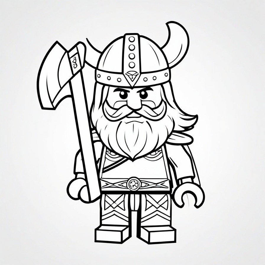 'LEGO Viking' sets sail on a voyage of discovery, as colorists chart new territories of creativity, bringing this ancient warrior to life with bold lines and imaginative hues.